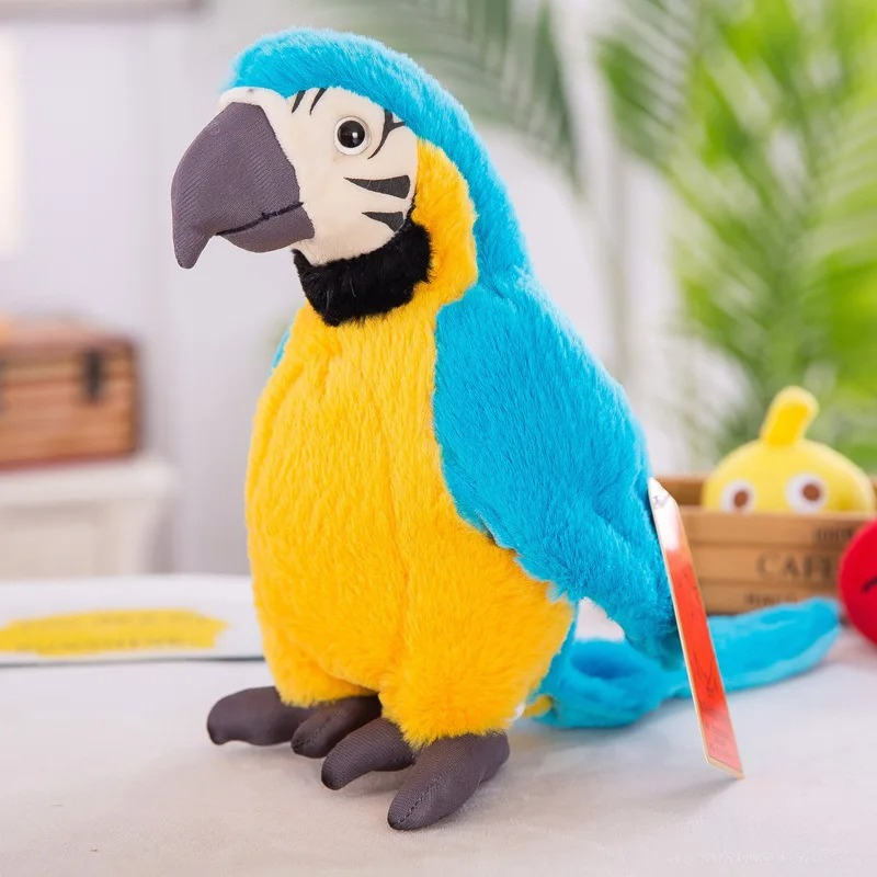 Talking parrot toy designed for kids, encourages speech and makes an ideal childrens gift.