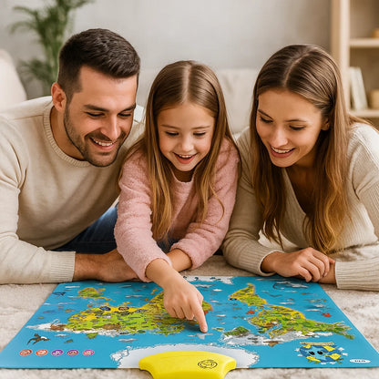 Interactive World Map for Kids, educational animal map, early geography learning toy for children