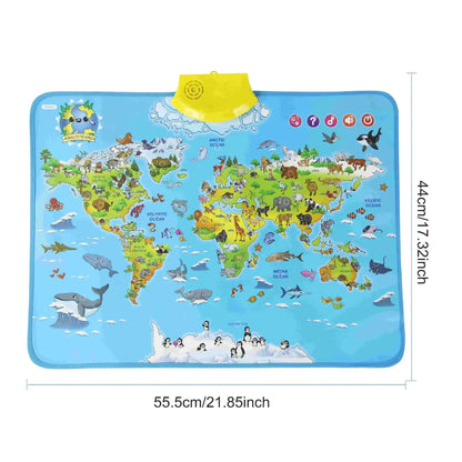 Durable interactive world map for kids, a Montessori-inspired educational geography toy