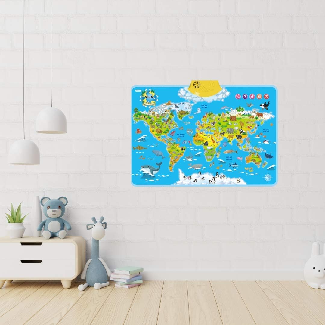 Interactive Learning World Map, ideal children's gift, blending play with early education & discovery
