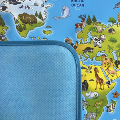 Brightly colored interactive animal world map, a perfect educational toy for young learners