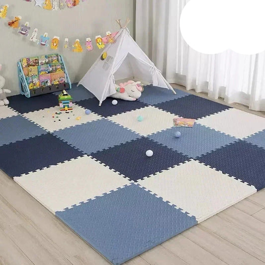 Interlocking foam puzzle play mat in bright colors for baby safe play and crawling