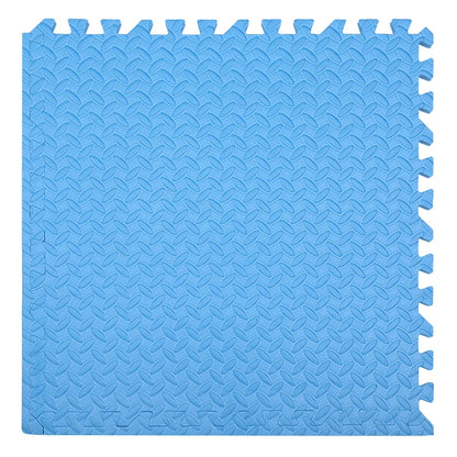 Close-up of interlocking foam puzzle mat showing smooth, easy-to-clean surface for baby