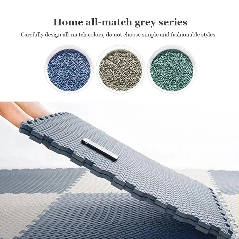 Detail of textured surface on an interlocking foam puzzle piece, non-slip baby play mat