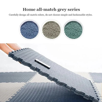 Detail of textured surface on an interlocking foam puzzle piece, non-slip baby play mat