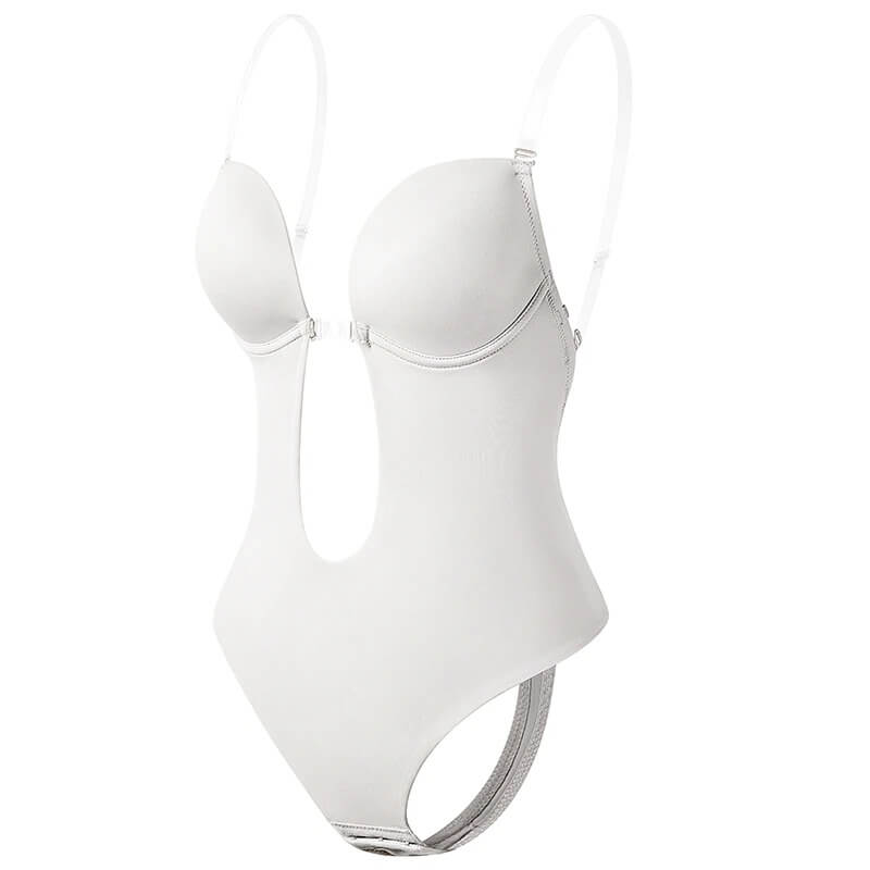 Foundation garment: women's seamless backless bodysuit, invisible for smooth, flattering contours.
