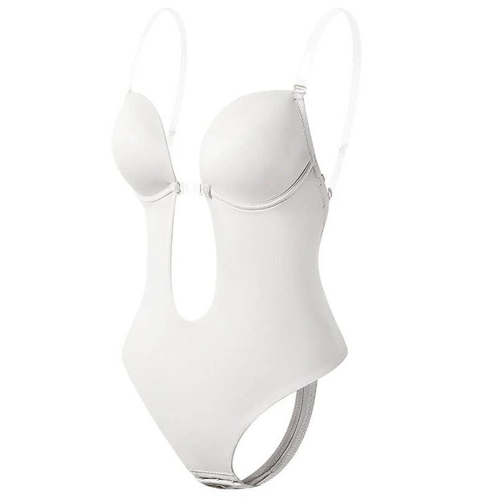 Foundation garment: women's seamless backless bodysuit, invisible for smooth, flattering contours.