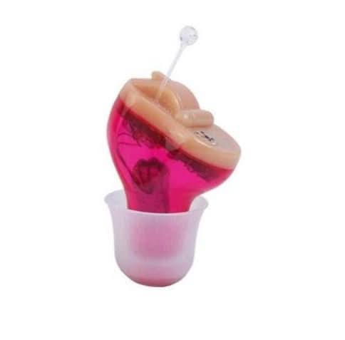Rechargeable invisible in-ear hearing aid. Crystal clear sound amplifier, discreet personal listening device.