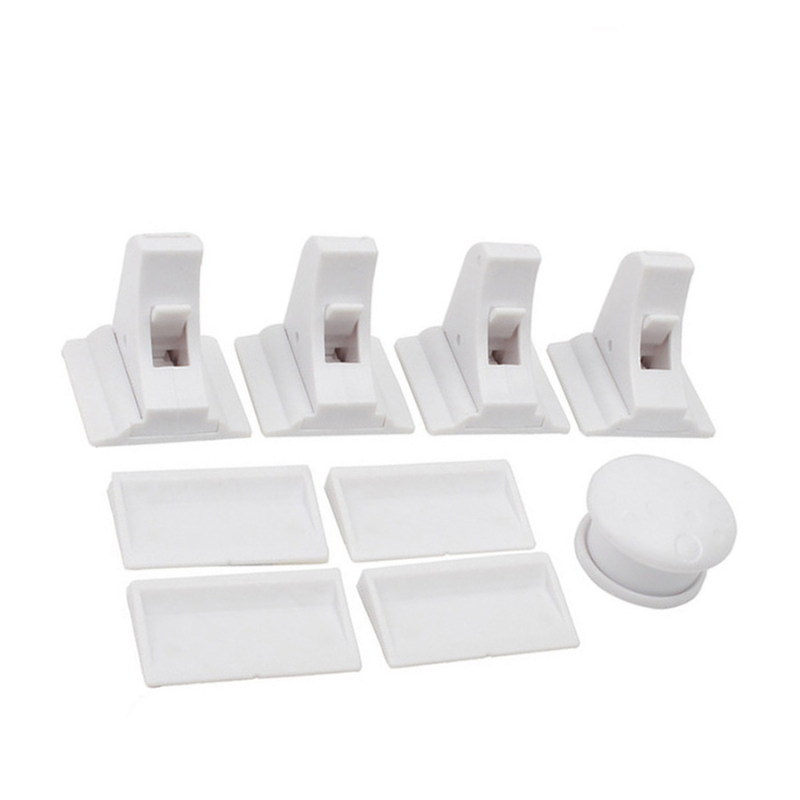 Hidden magnetic childproof lock for kitchen cabinets, strong adhesive back