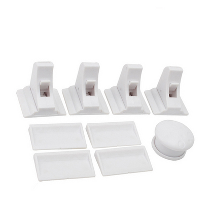Hidden magnetic childproof lock for kitchen cabinets, strong adhesive back