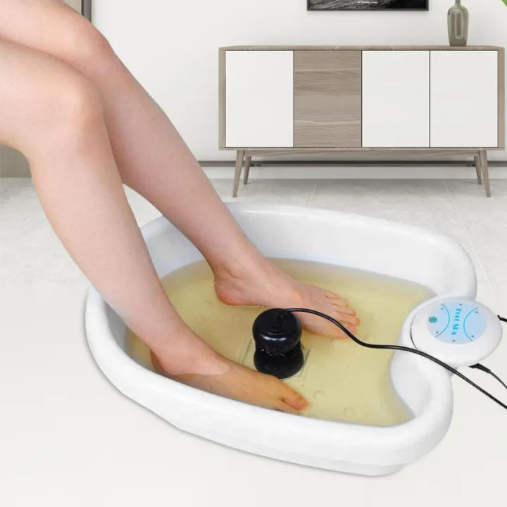 At-home ionic foot detox machine providing a relaxing whirlpool foot spa.