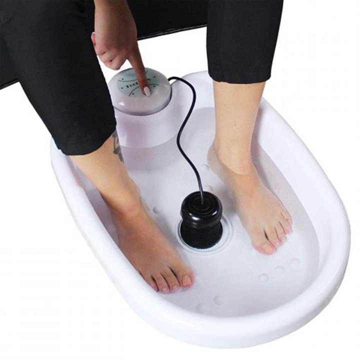 Advanced ionic foot detox system with vibrating whirlpool for a deep cleanse.