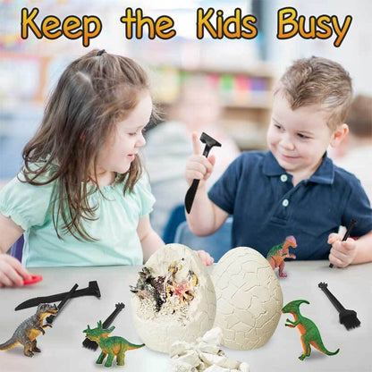 Educational dinosaur dig kit for kids, includes jumbo egg, brush, and chisel to find 12 dinos