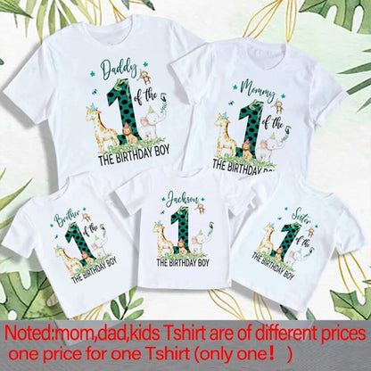 Unisex parent's jungle themed birthday t-shirt for family photo outfits, milk silk fabric