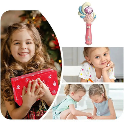 Vibrant butterfly wand toy with integrated lights and sounds, enhancing kids' creative playtime.