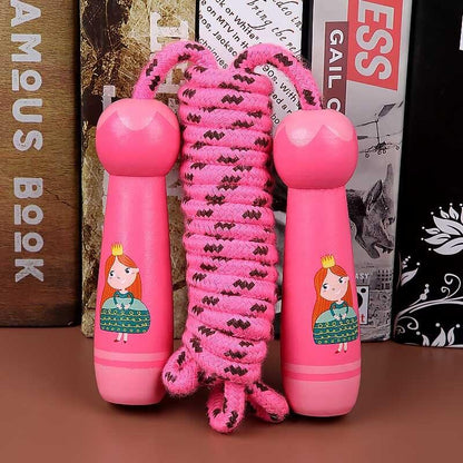 Kids' physical activity: skipping rope with cotton cord and comfortable wooden handles