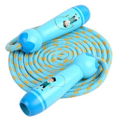 Brightly colored cotton skipping rope, adjustable for various heights, for children's sport