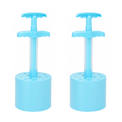 Close-up of the Creative Sand & Snow Popper Tool, showing its ergonomic design for easy grip by small hands, screen-free fun.