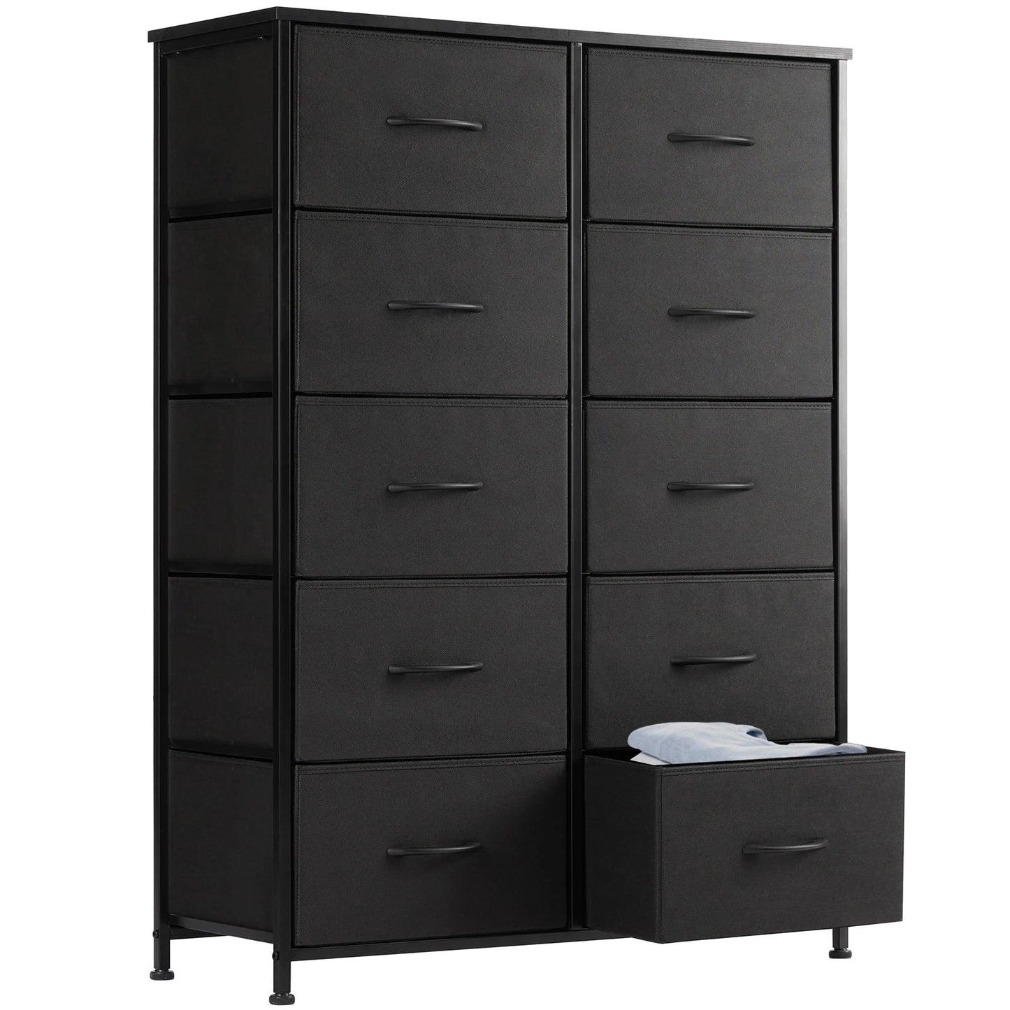 Durable steel frame, 10-drawer fabric dresser, perfect tall storage for baby accessories