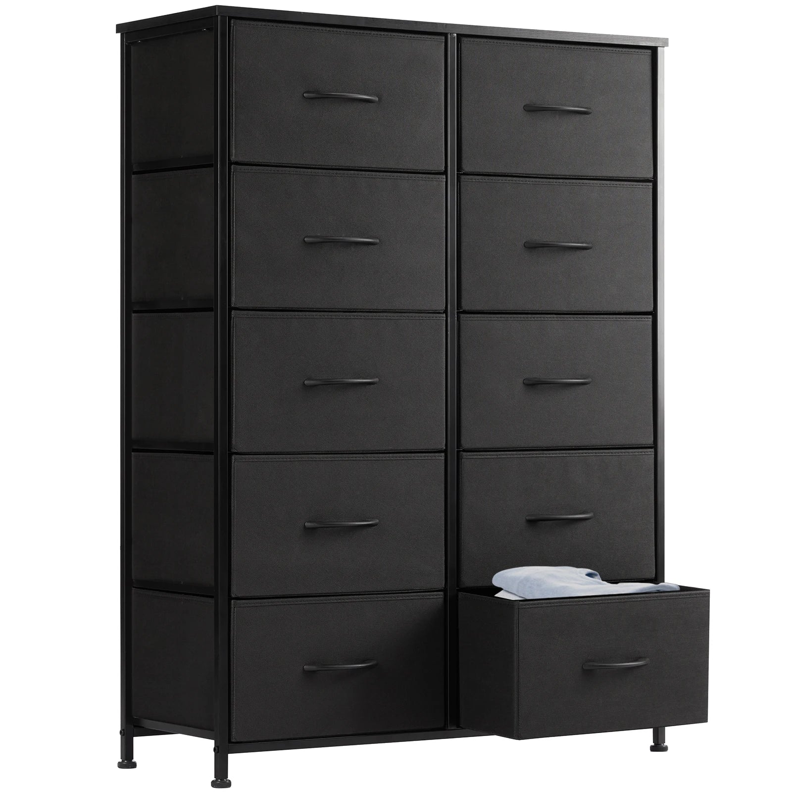 Durable steel frame, 10-drawer fabric dresser, perfect tall storage for baby accessories