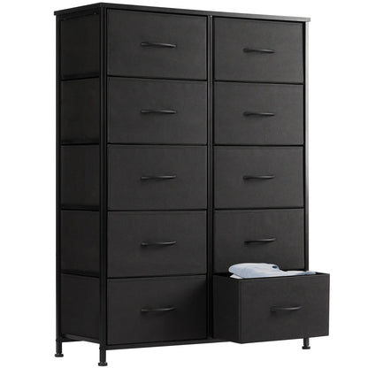Durable steel frame, 10-drawer fabric dresser, perfect tall storage for baby accessories