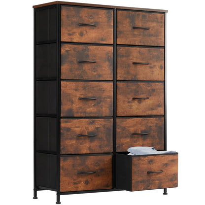 Child's bedroom steel frame 10-drawer fabric dresser for efficient storage