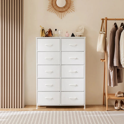 Multipurpose 10-drawer fabric dresser with steel frame for kids' clothes and toys
