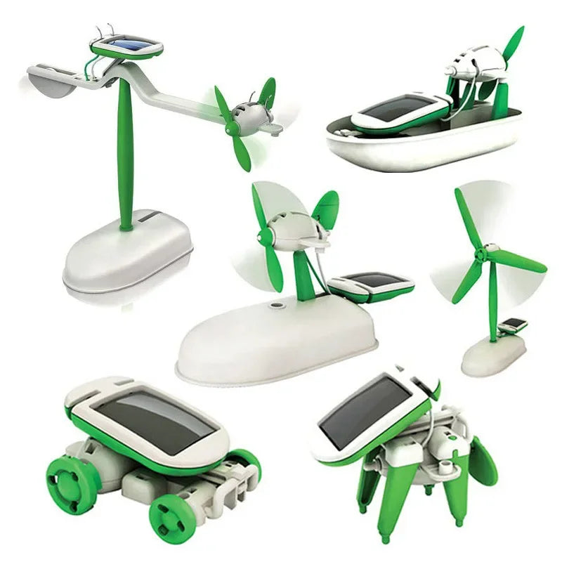 Kids' 12-in-1 solar robot kit, STEM educational toy promoting creative engineering skills.