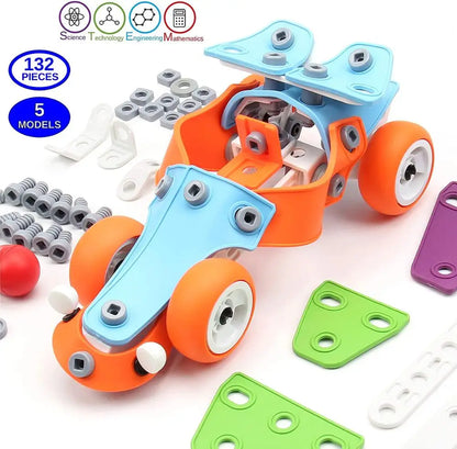 Children building blocks set: 132-piece STEM construction toy, ideal for science and creative development