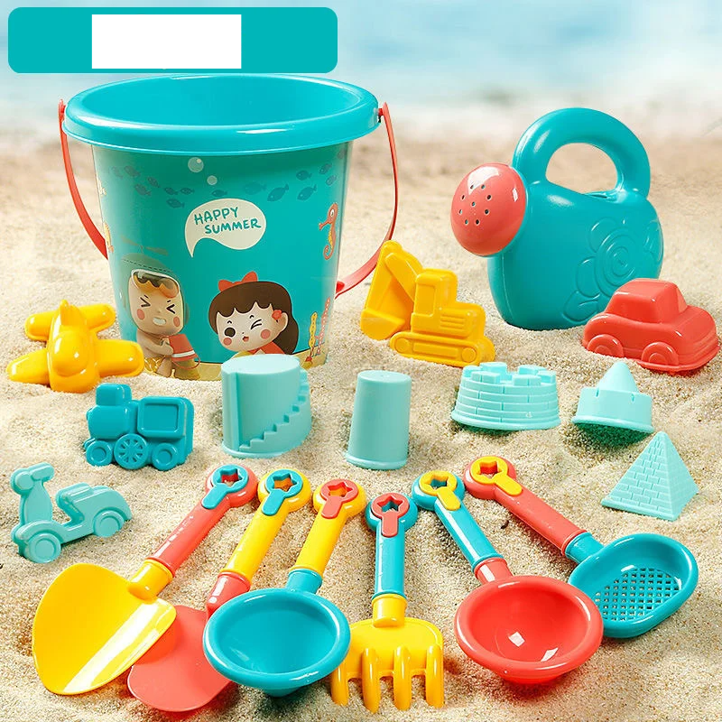 Kids' 18-piece summer beach sand toys set for creative outdoor play, perfect for toddlers and children.