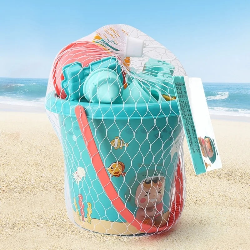 Colorful 18-piece summer beach sand toys set encourages creative play for kids in sandbox or on beach.
