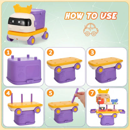 Interactive kids' kitchen toy car, offering a unique 2-in-1 play experience with sound & light.