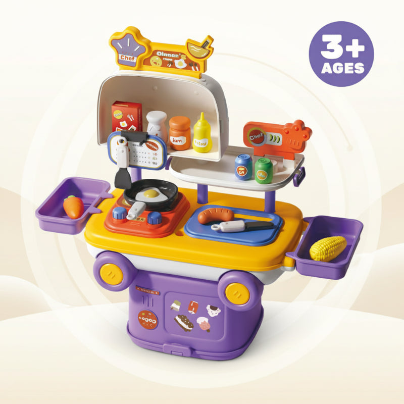 Role-playing kids' toy car kitchen, an engaging activity set for inspiring young imaginations.
