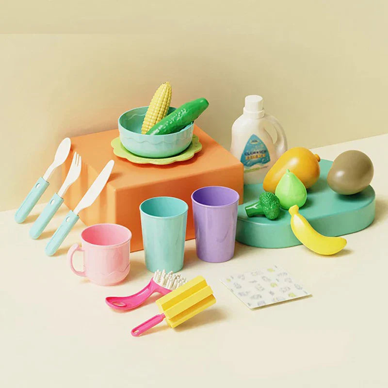 Pretend play kids sink toy with real running water, a wonderful educational gift for toddlers