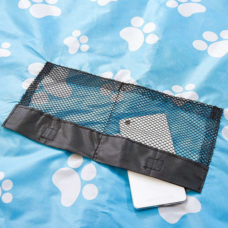 Stack of folded 2-in-1 play mat & toy storage bags, showcasing playroom decor versatility