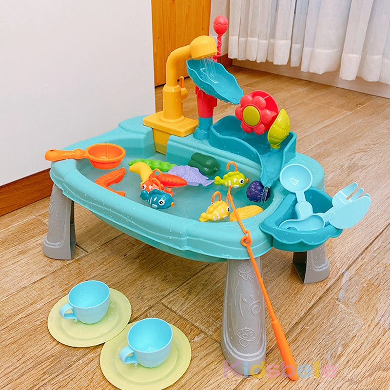 Kids' 2-in-1 play sink & fishing game, water toy for toddlers, educational pretend play fun