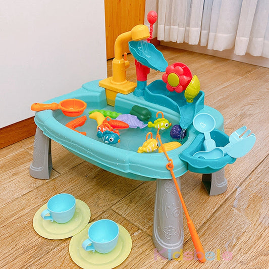 Kids' 2-in-1 play sink & fishing game, water toy for toddlers, educational pretend play fun