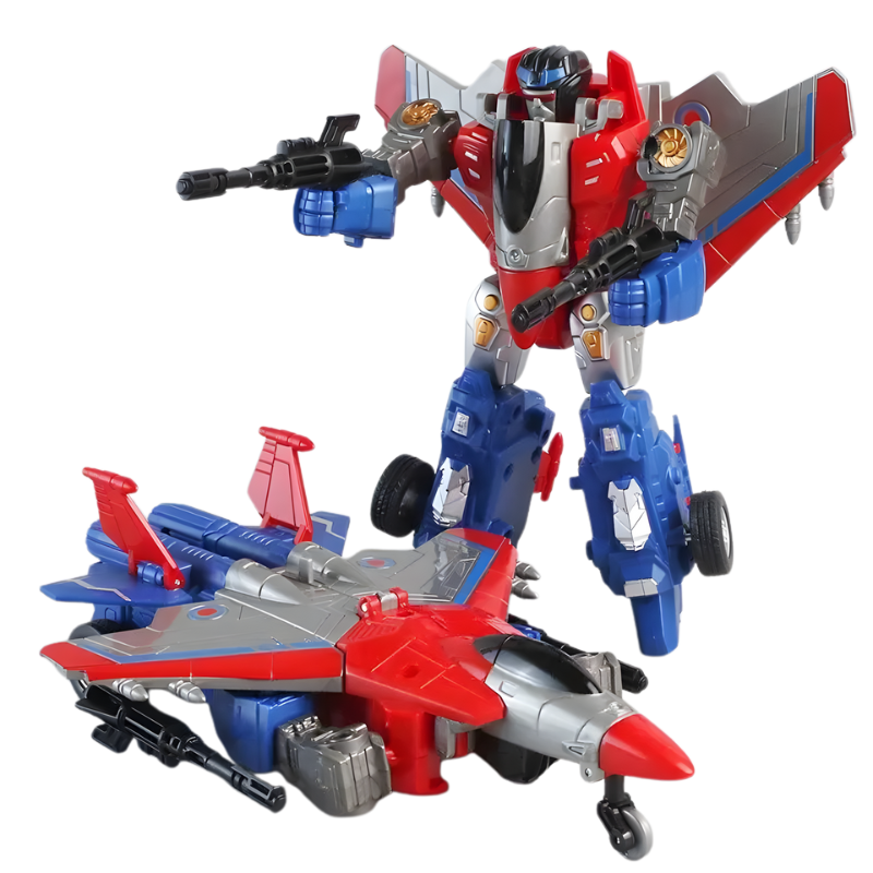 A child's hands transforming a robot vehicle toy, demonstrating interactive kids' play.