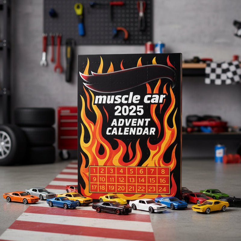 Kids' 24-car vehicle advent calendar, a Christmas countdown with daily die-cast toy car surprises for children.