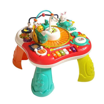 Interactive kids play table combining building, sensory exploration & musical activities for toddlers