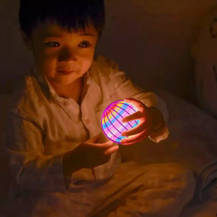 Fun gyroscope flying orb toy with brilliant LED lights, offering endless entertainment for children.