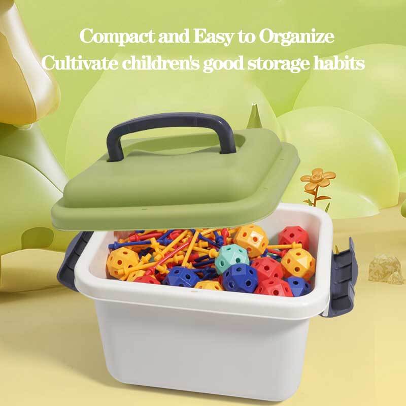 Colorful geometric building blocks promoting creative play & educational development for kids