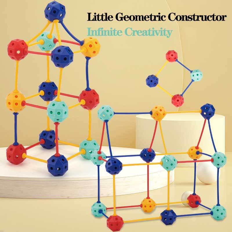 Toddler playing with multi-shaped geometric building blocks, enhancing cognitive skills