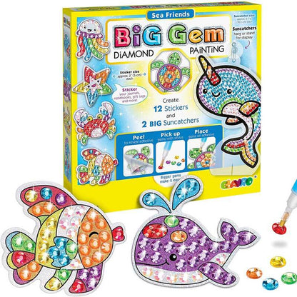 Kids' 3D diamond painting kit with rocket ship design, frame, and tools for creative art activity.
