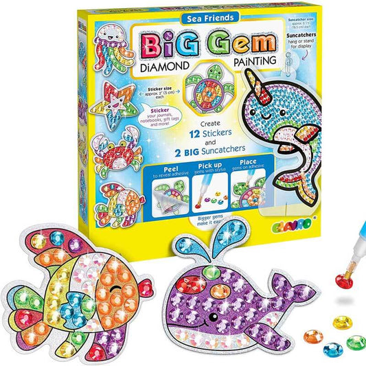 Kids' 3D diamond painting kit with rocket ship design, frame, and tools for creative art activity.