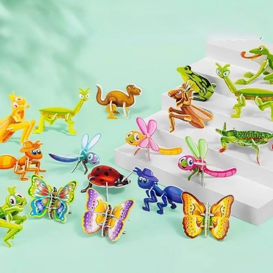 Kids 3D dinosaur paper puzzle set, educational craft toy for motor skills & imaginative play