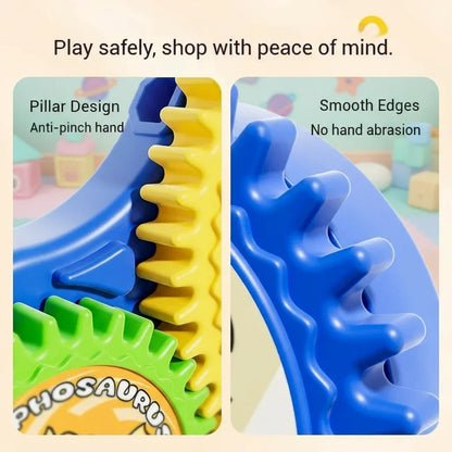 Montessori-inspired kids 3D electric gear set on a wooden table, engaging young minds in STEM discovery