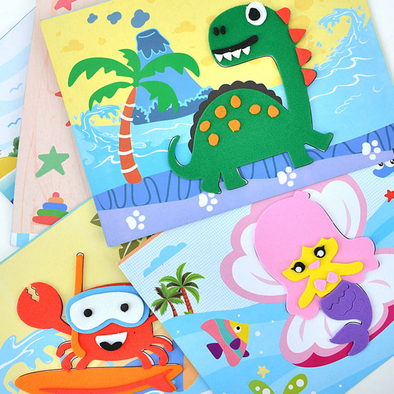 Kids' 3D sticker puzzle set with animal theme for creative play, developing fine motor skills.