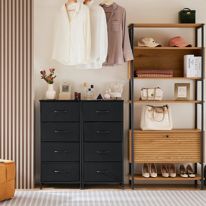 Toddler room organizer: 4-drawer fabric dresser for toy storage, grey, safe children's furniture