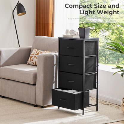 Baby nursery wardrobe with soft fabric drawers, 4-tier, steel frame, kids bedroom furniture